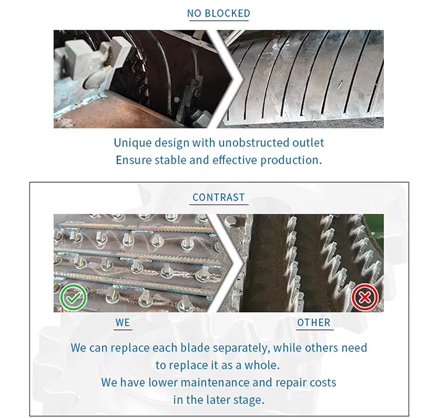 Comparison of blade components for label removal machines